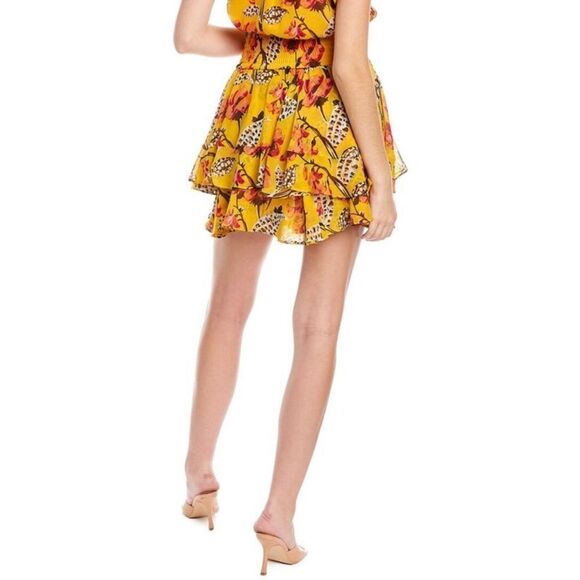 NWT A.L.C. Vera Silk Skirt Floral Yellow Tiered 10 - Picture 2 of 6